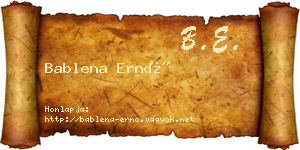 Bablena Ernő névjegykártya